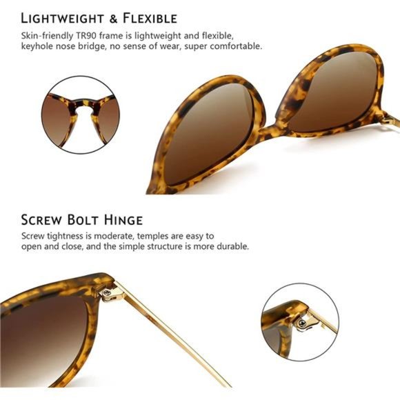 2 Pack Vintage Round Sunglasses for Women Men Classic Retro Designer Style - Picture 3 of 7